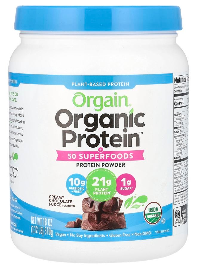 Organic Protein Powder + 50 Superfoods Creamy Chocolate Fudge 1.12 lb (510 g)