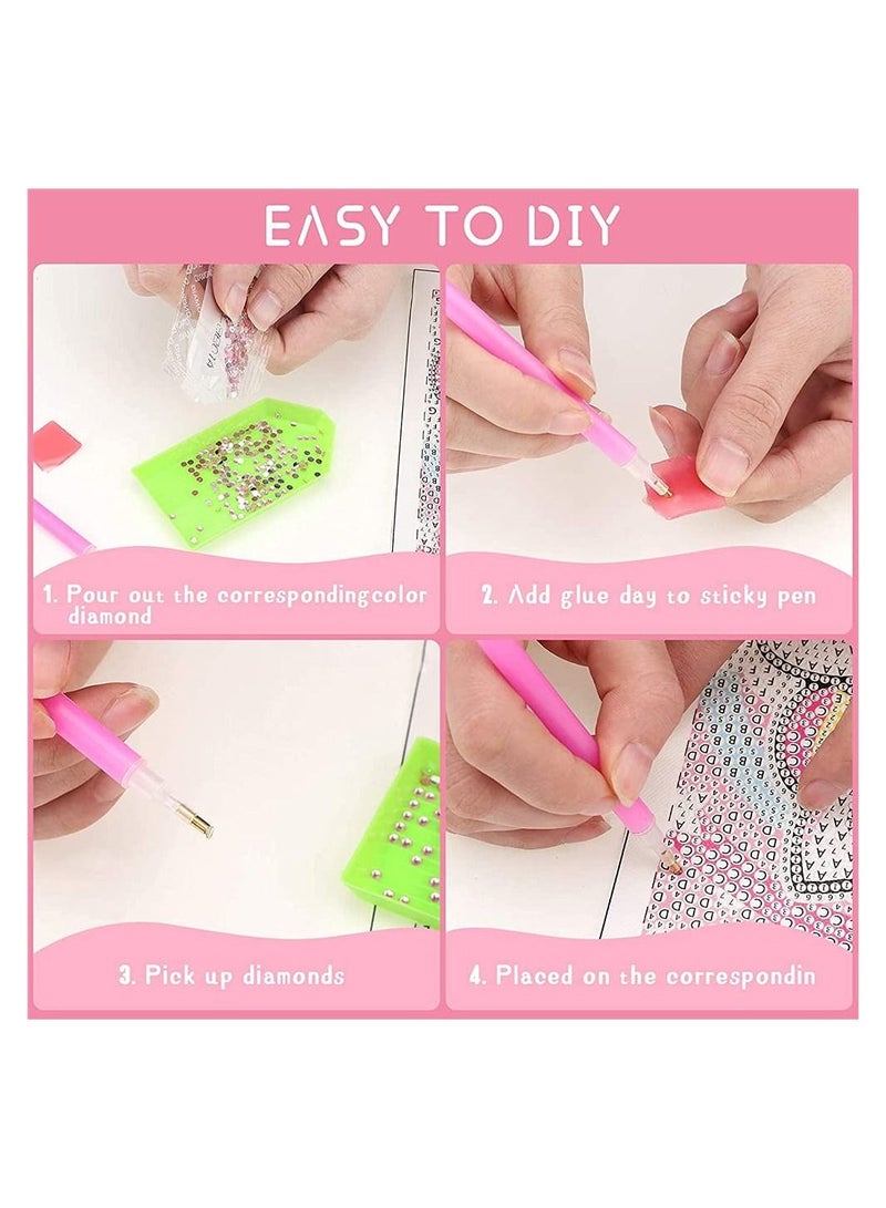SYOSI Diamond Painting Kit, SYOSI 4 Pieces 5D Diamond Painting Kit for Kids Full Drill Painting by Number Kits for Beginners DIY Rhinestone Art Craft Set for Home Office Wall Decor - Image 3