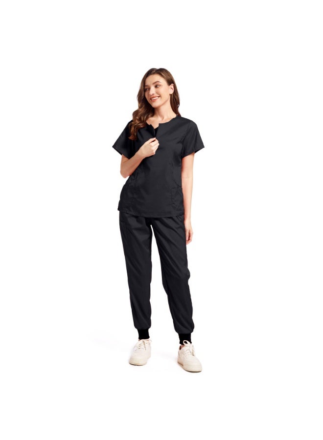 NIBEMINENT Doctor and Nurse Medical Uniforms Casual Short-sleeved Zipper-neck Jogger Pants Set Pet Hospital Pharmacy Work Uniform - Image 1