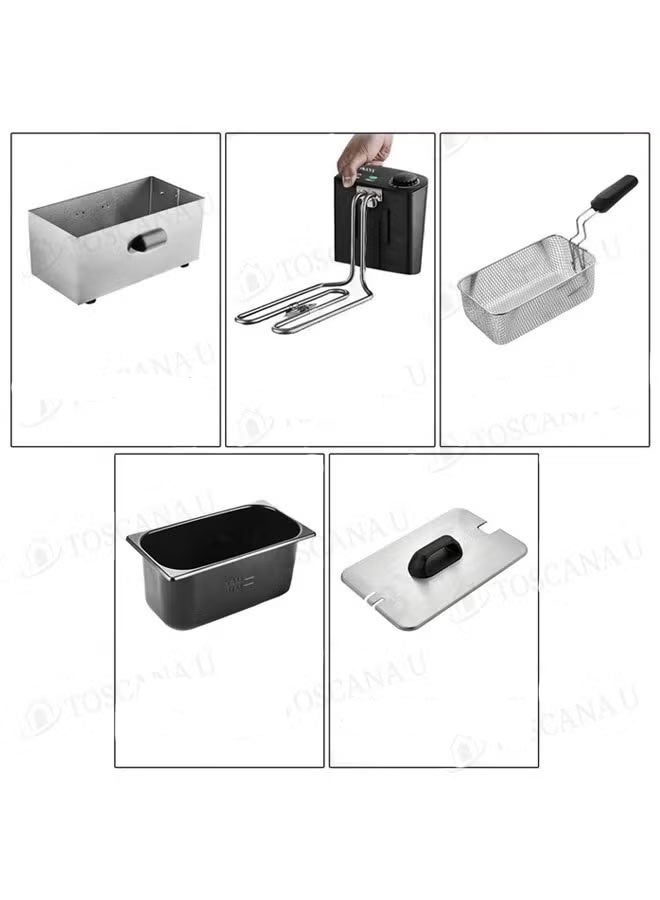 توسكانا يو مقلاة زيت كهربائية سعة 3 لتر 2000 واط مع غطاء ستانلس ستيل و سلة قلي قابلة للازالة و مفتاح لتعديل درجة الحرارة - Image 2