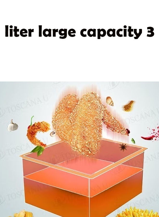 توسكانا يو مقلاة زيت كهربائية سعة 3 لتر 2000 واط مع غطاء ستانلس ستيل و سلة قلي قابلة للازالة و مفتاح لتعديل درجة الحرارة - Image 3