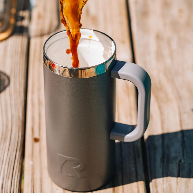 RTIC 16oz Road Trip Travel Mug with Lid and Handle, Ceramic Lined, Insulated, Stainless Steel, Metal, Double Wall Vacuum-Insulation, Portable Coffee, Tea Cup for Hot and Cold Drink, Graphite - Image 5