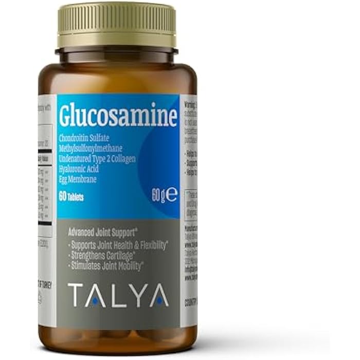 TALYA Glucosamine Supplement 1500 mg - 1 Month Supply - with Chondroitin, MSM, Collagen, Hyaluronic Acid - Non-GMO, 60 Tablets - Supports Joint Mobility and Comfort - Image 1