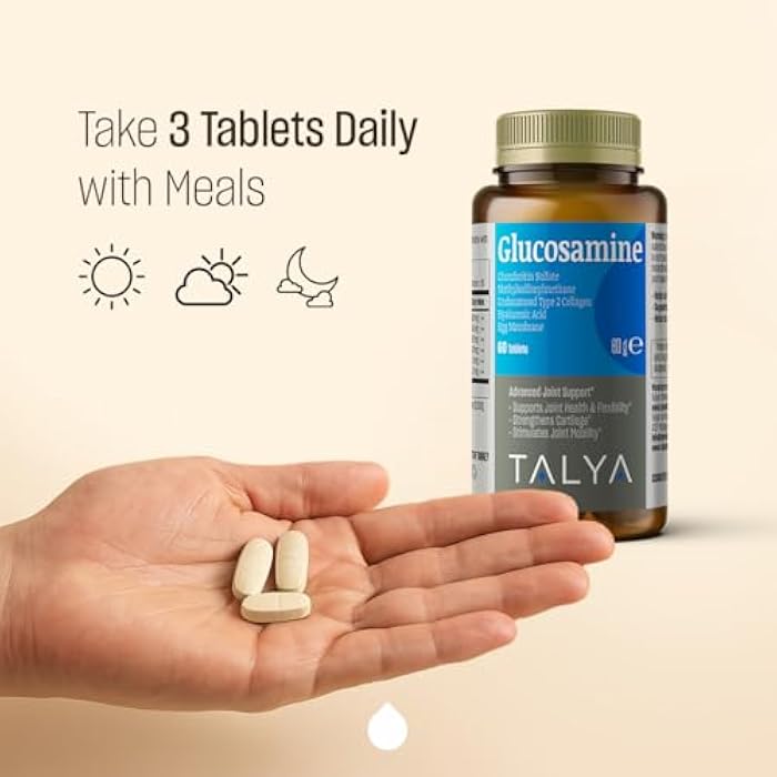 TALYA Glucosamine Supplement 1500 mg - 1 Month Supply - with Chondroitin, MSM, Collagen, Hyaluronic Acid - Non-GMO, 60 Tablets - Supports Joint Mobility and Comfort - Image 5