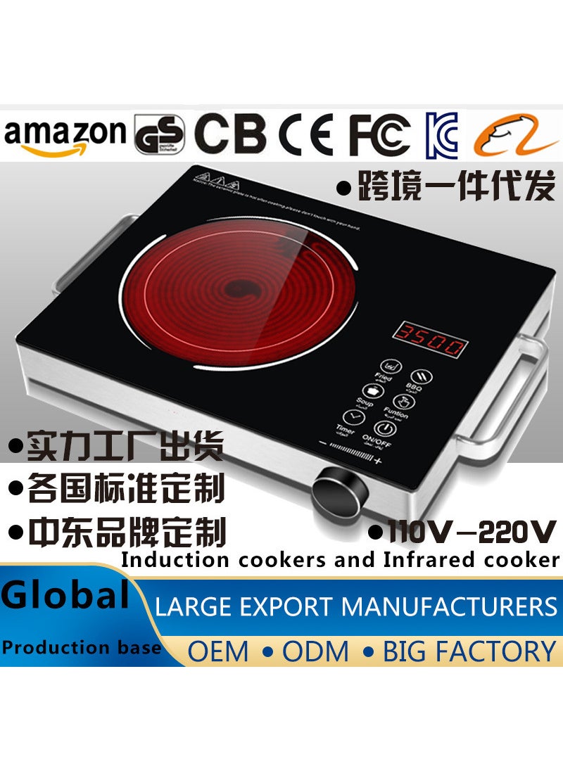 Generic - Intelligent electric ceramic stove 3500W factory foreign trade cross-border Middle East home appliance factory 110Vcooker electric ceramic stove British and Australian regulations without handle 2200W Middle East - Image 1