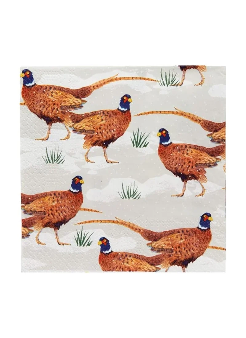 Talking Tables Talking Tables Napkins for Christmas | Paper Serviettes for Xmas, Boxing Day, Winter Dinner Party | Botanical Pheasant Recyclable Christmas Napkins - Pack of 20