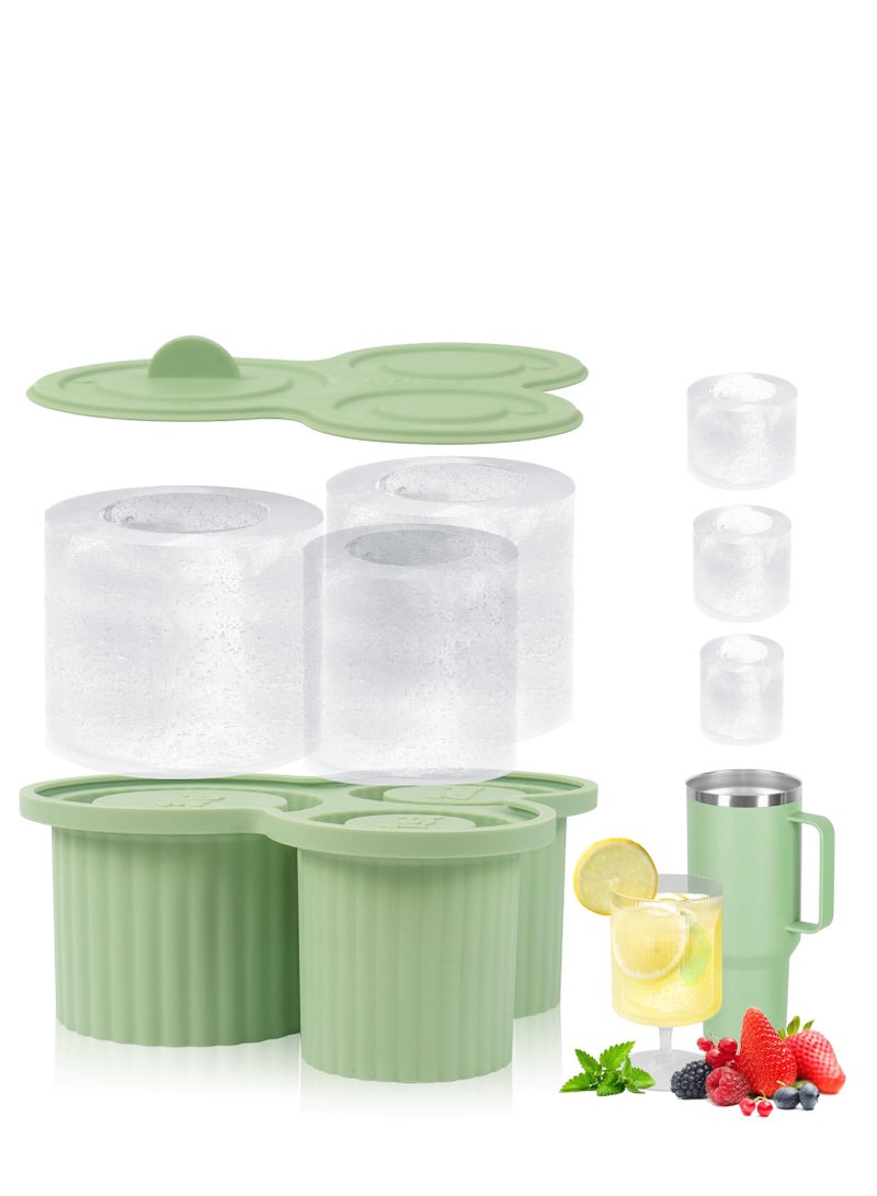 Ice Cube Tray for Stanley Cup Silicone Ice Cube Maker With Lid for 30-40oz Tumbler for Chilling Drinks Coffee Easy Fill and Release Ice Maker BPA Free (Green) - Image 1