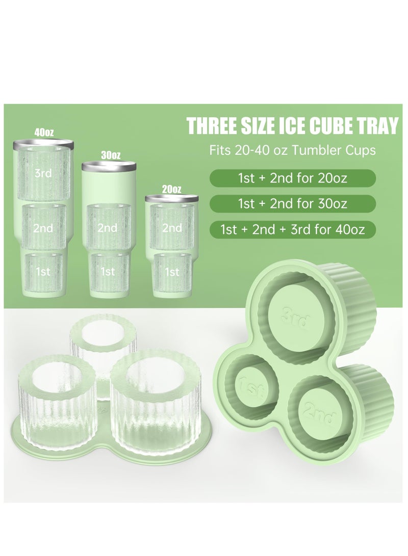 Ice Cube Tray for Stanley Cup Silicone Ice Cube Maker With Lid for 30-40oz Tumbler for Chilling Drinks Coffee Easy Fill and Release Ice Maker BPA Free (Green) - Image 2