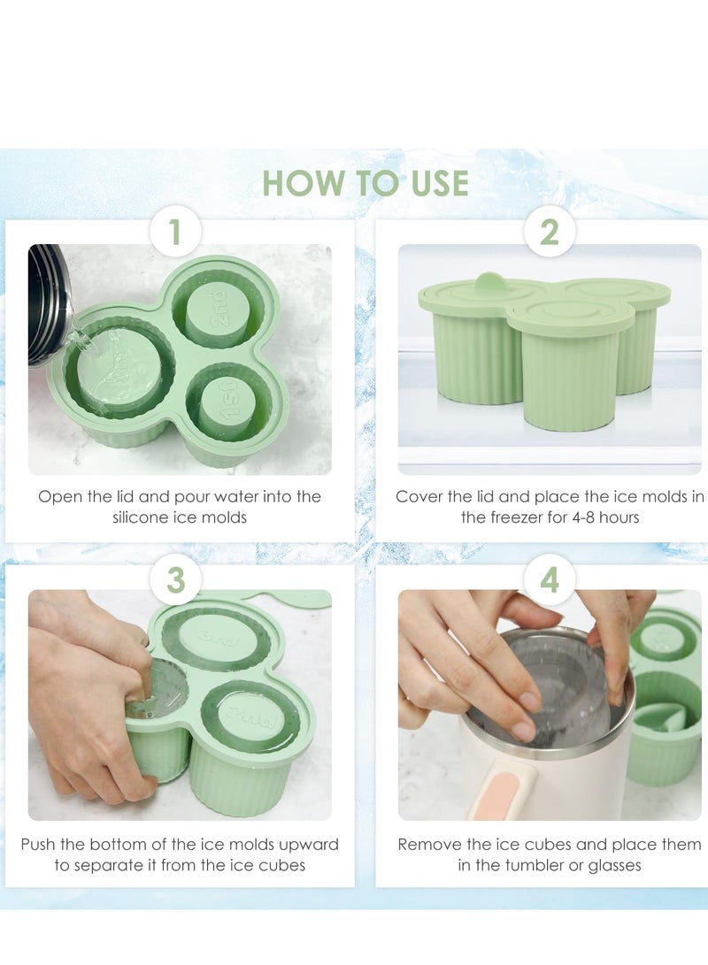 Ice Cube Tray for Stanley Cup Silicone Ice Cube Maker With Lid for 30-40oz Tumbler for Chilling Drinks Coffee Easy Fill and Release Ice Maker BPA Free (Green) - Image 3