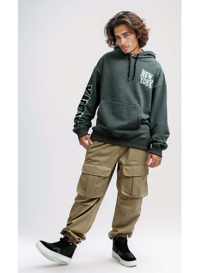 RAVIN Front & Back Print "New York" Black Winter Hoodie - Heather Dark Grey - Image 5