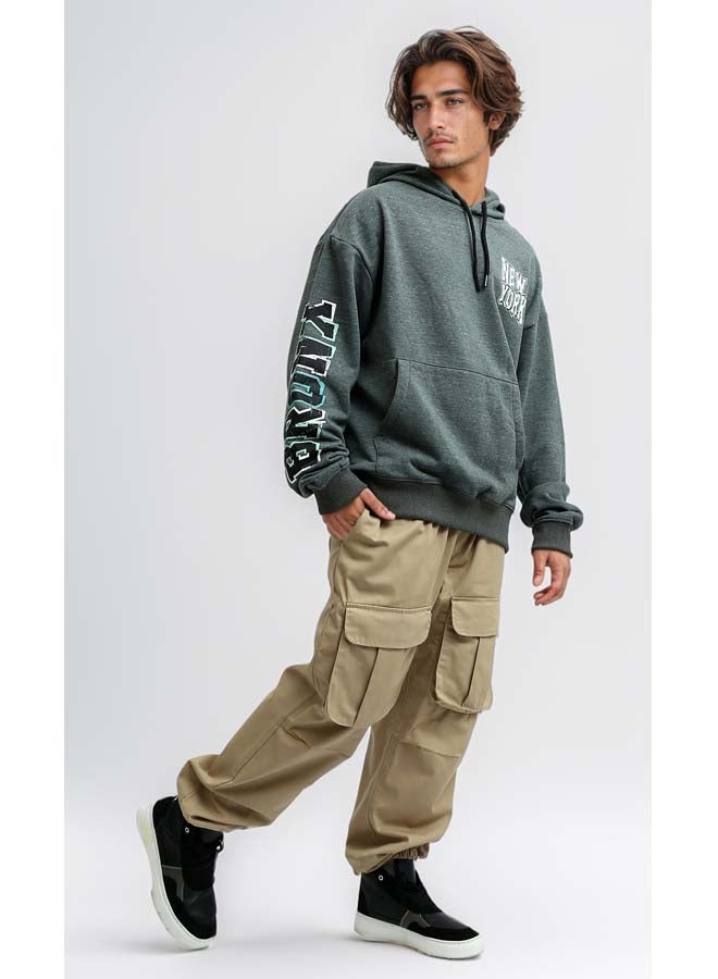 RAVIN Front & Back Print "New York" Black Winter Hoodie - Heather Dark Grey - Image 2