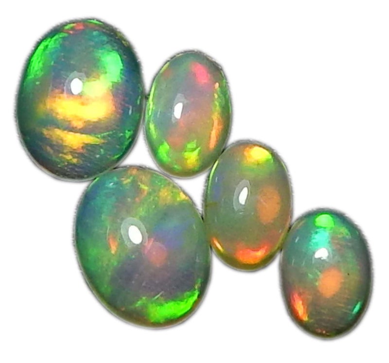 Myhealingworld Natural Ethiopian Opal 4x6mm 6x8mm oval cabochon AAA quality loose calibrated gemstones for jewelry making oval 4x6mm = 3 pcs 6x8mm = 2 pcs - Image 1