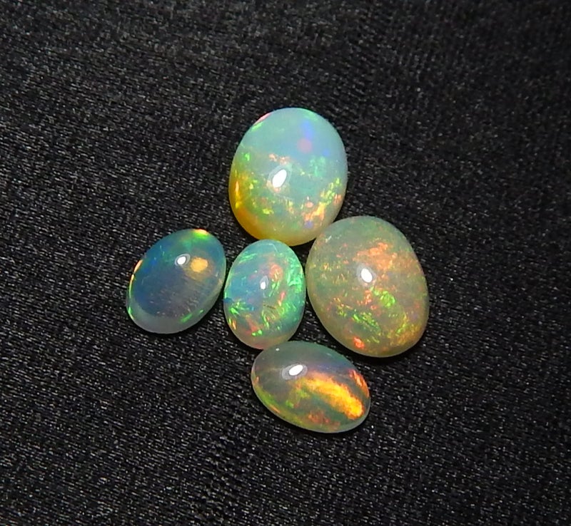 Myhealingworld Natural Ethiopian Opal 4x6mm 6x8mm oval cabochon AAA quality loose calibrated gemstones for jewelry making oval 4x6mm = 3 pcs 6x8mm = 2 pcs - Image 3