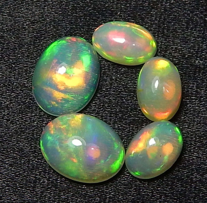 Myhealingworld Natural Ethiopian Opal 4x6mm 6x8mm oval cabochon AAA quality loose calibrated gemstones for jewelry making oval 4x6mm = 3 pcs 6x8mm = 2 pcs - Image 2