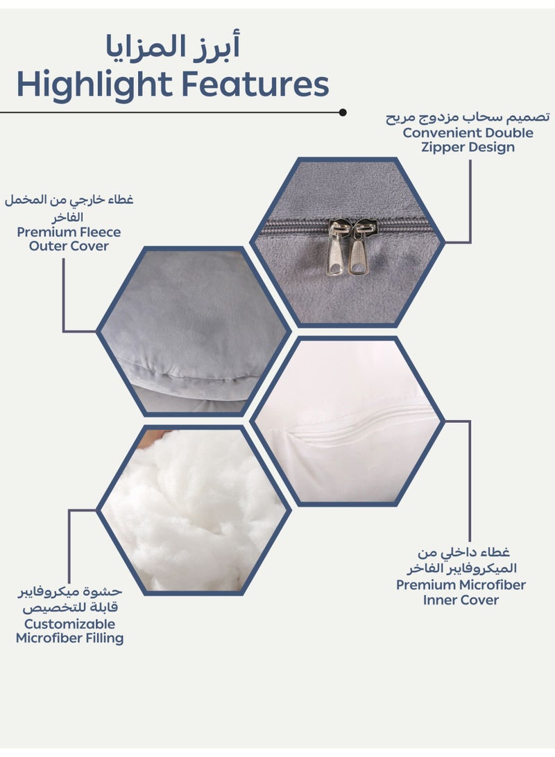 دوناتيلا وسادة الحمل دعم الظهر والوركين والساقين والبطن صوف ناعم لون فضي - Image 4