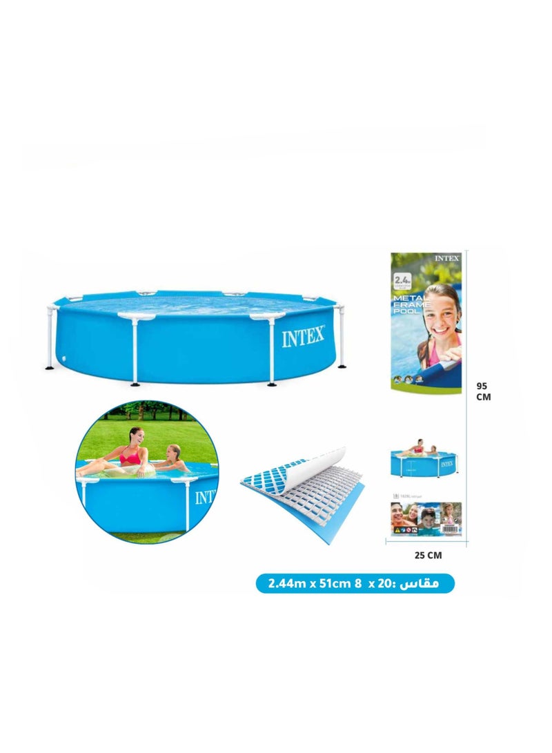 INTEX Metal Frame Round Blue Swimming Pool 244x51cm - Image 1