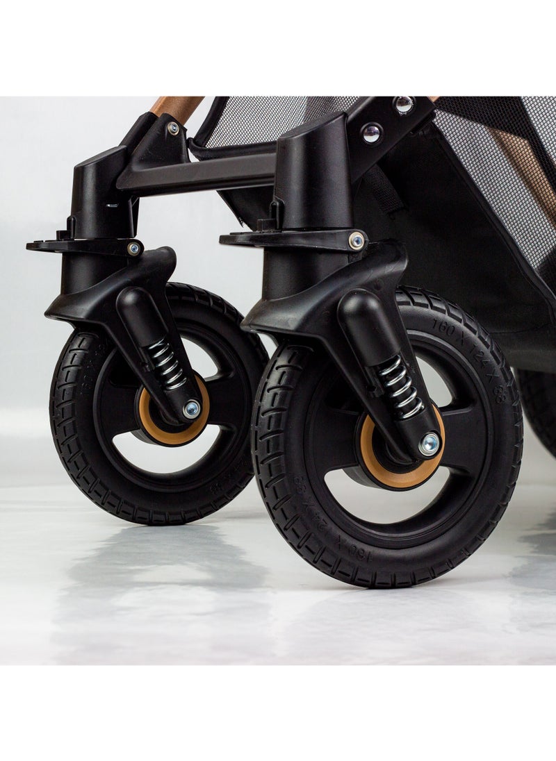 LUCID - SENA Baby Stroller, luxury carriage with umbrella and leather cover from Lucid Baby Black - Image 1