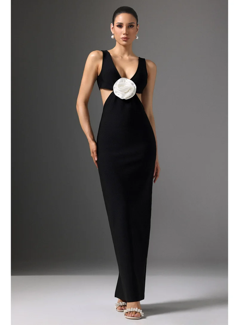 Bella Barnett Doro V-Neck Cutout Floral Maxi Dress