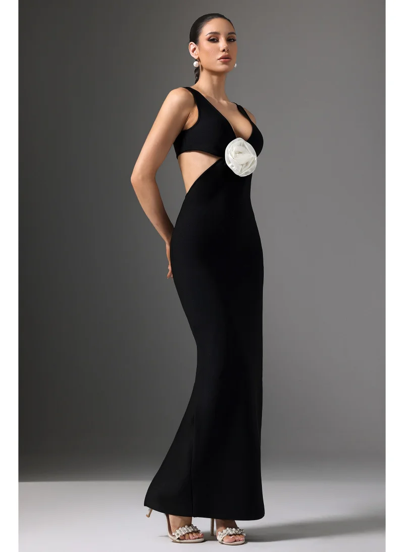 Bella Barnett Doro V-Neck Cutout Floral Maxi Dress