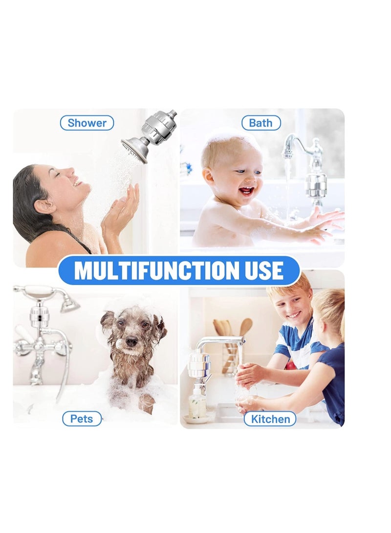 أرسار بلس فلتر دش 20 مرحلة طقم كامل مع رأس دش و2 فلتر بديل لإزالة الكلور والكلس لون كروم لامع - Image 4