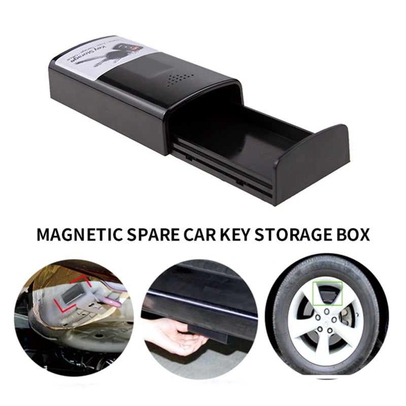 Magnetic Key Holder: Black PP Wear-resistant Corrosion-resistant Magnetic Key Box - Strong Magnetic Force Magnetic Hide a Key Box for Emergency Backup Under Car - Image 2