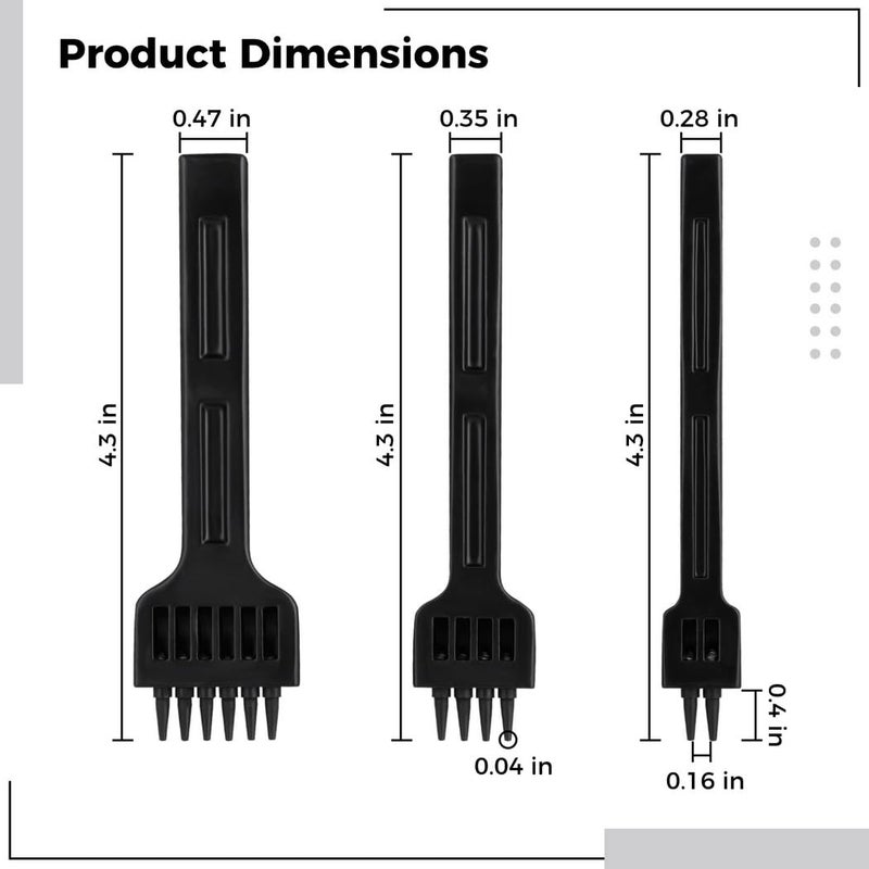 3-Piece Leather Punching Set, DIY Round Hole Punch Kit, Black Leather Hole Tool - Image 5