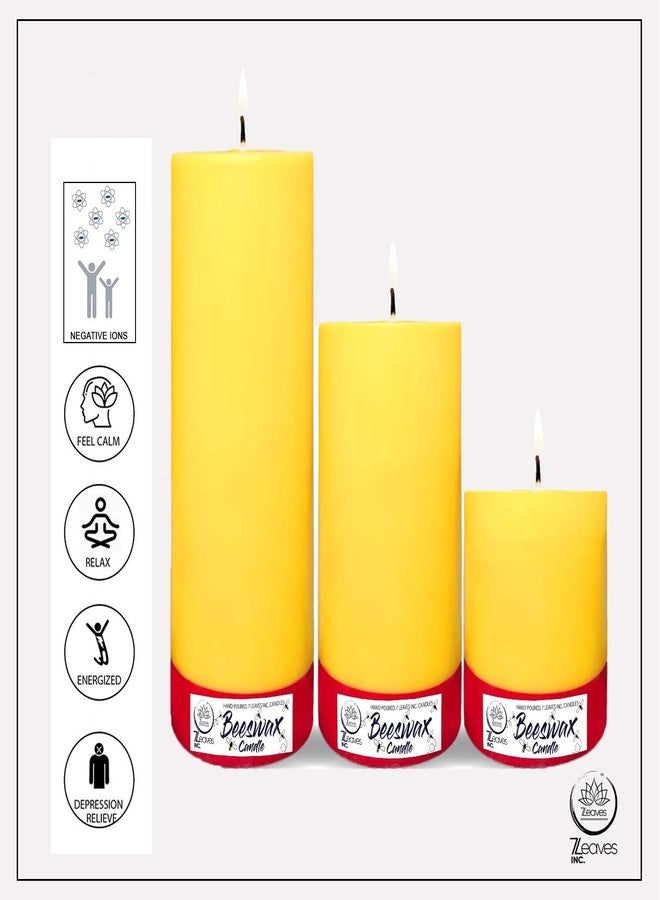 7LEAVES INC. 7LEAVES INC Beeswax Pillar Candle Set of 3 - Image 5