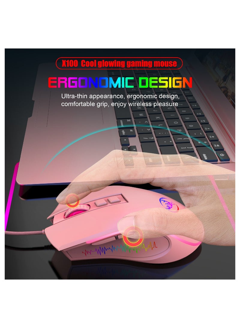 Wired Gaming Mouse With Lights Pink