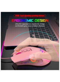 HXSJ Wired Gaming Mouse With Lights Pink  - Image 3