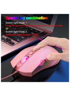 HXSJ Wired Gaming Mouse With Lights Pink  - Image 4