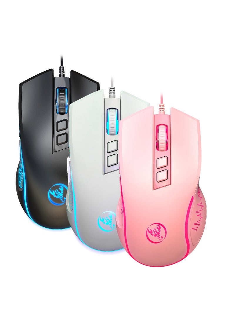 Wired Gaming Mouse With Lights Pink
