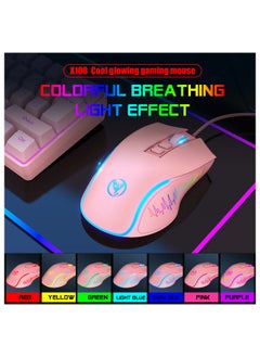 HXSJ Wired Gaming Mouse With Lights Pink  - Image 2