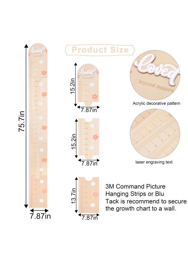 Agkvw Daisy Wooden Growth Charts for Wall - Acrylic Daisy Girls Growth Chart, Wood Baby Growth Ruler, Girls Room Decor, Nursery Wall Decor - Image 2
