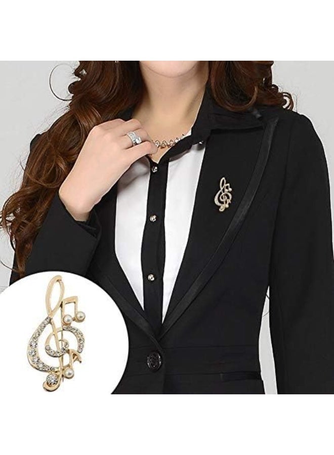 My Souq Elegant Musical Note Brooch for Women - Crystal Studded Gold Tone Pin Accessory. - Image 3