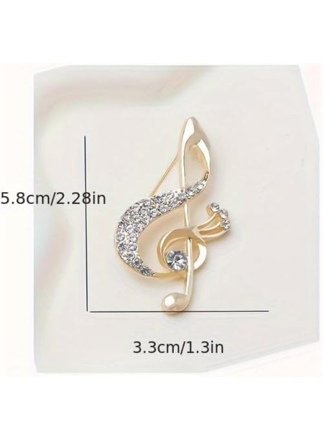 My Souq Elegant Musical Note Brooch for Women - Crystal Studded Gold Tone Pin Accessory. - Image 2
