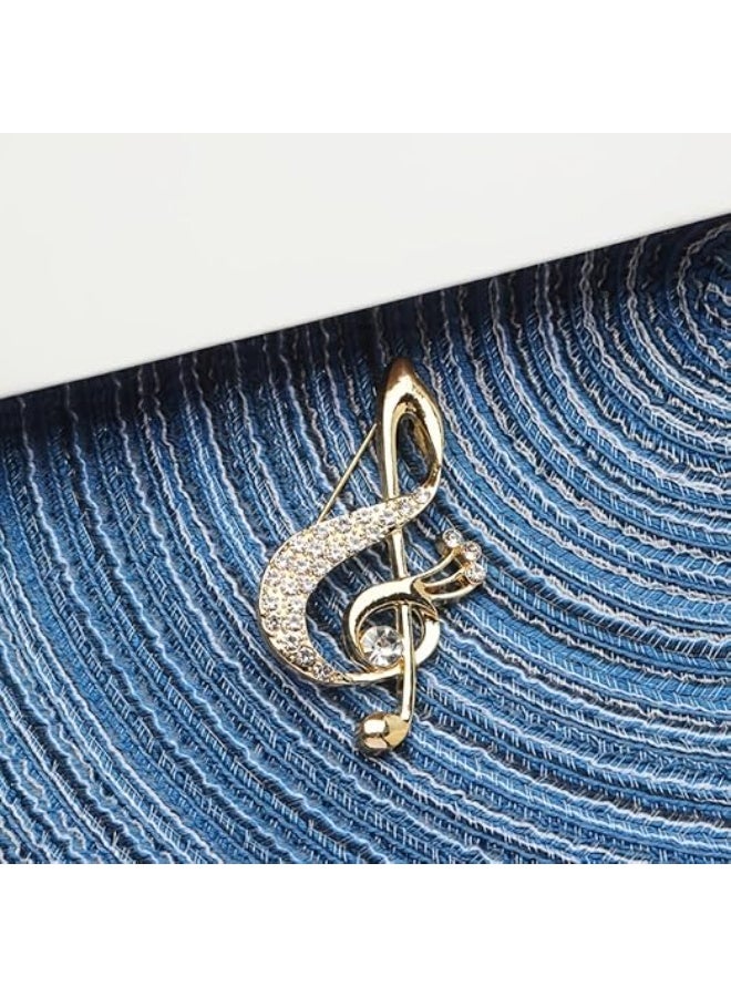My Souq Elegant Musical Note Brooch for Women - Crystal Studded Gold Tone Pin Accessory. - Image 4