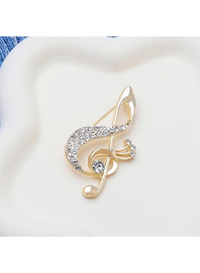 My Souq Elegant Musical Note Brooch for Women - Crystal Studded Gold Tone Pin Accessory. - Image 5