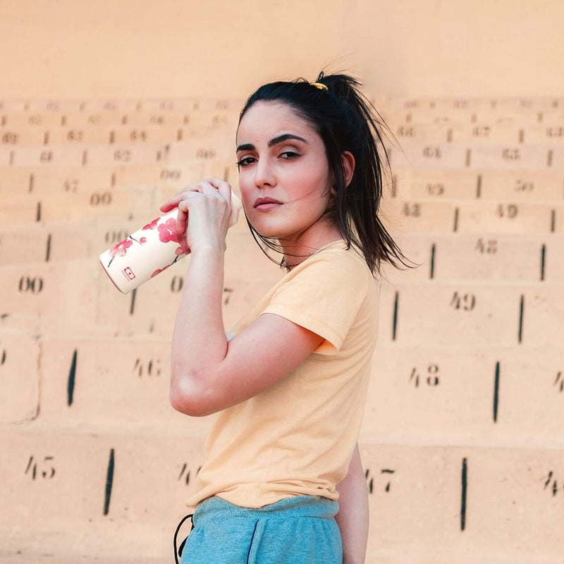 MONBENTO - Insulated Water Bottle MB Steel Blossom 17 Oz - Stainless Steel - Leakproof - Infuser - Hot/Cold for Up to 12 Hours - Tea, Coffee - BPA Free - Food Grade Safe - Japanese Flowers - White Red - Image 5