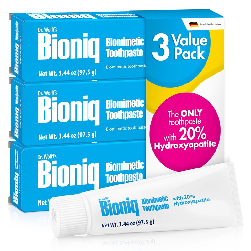 Bioniq Classic - 20% Hydroxyapatite Toothpaste, bioHAP and Fluoride Free Daily Use, Clinically Tested - Our Expert Enamel Care, Mint Flavor - 3 x 3.44 Oz - Image 1