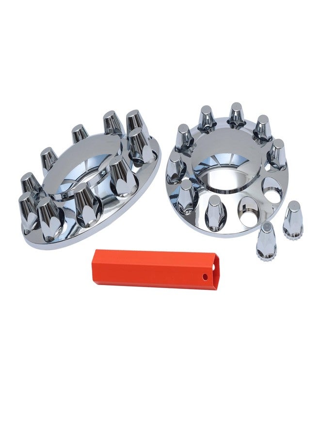 JESONN Plastic ABS Chrome Plated Front Axle Cover Kits Hub Caps for Semi Trucks with Thread-on 33mm Lug Nut Covers Removable Caps (Standard) - Image 1