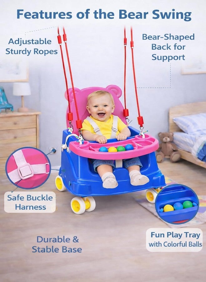 Braintastic مقعد داعم للأطفال من برينتاستيك، يُستخدم أيضًا كأرجوحة معلقة | كرسي طعام متعدد الاستخدامات للأطفال الصغار 2 في 1 مع صينية وحبل وعجلات | مقعد بلاستيكي آمن للأطفال (من 6 أشهر إلى 3 سنوات) (وردي بعجلات زرقاء) - Image 3