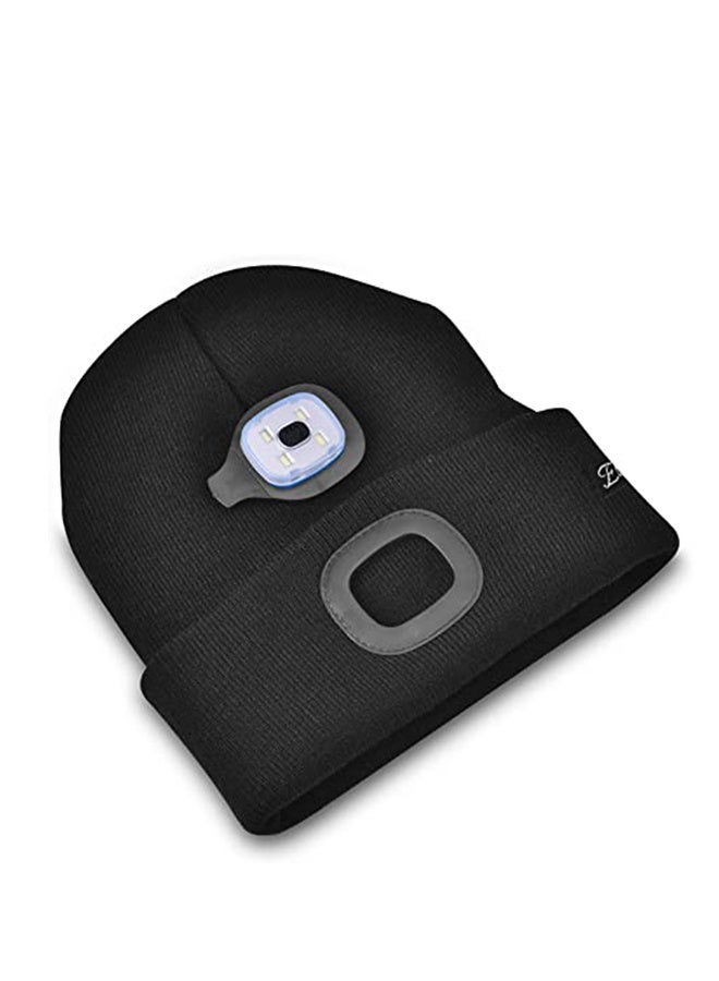 Generic Black Uni Winter Warme LED Beanie Hat with Light, Gifts for Men Dad Him and Women USB Rechargeable Winter Knit Lighted Headlight Headlamp Cap - Image 3