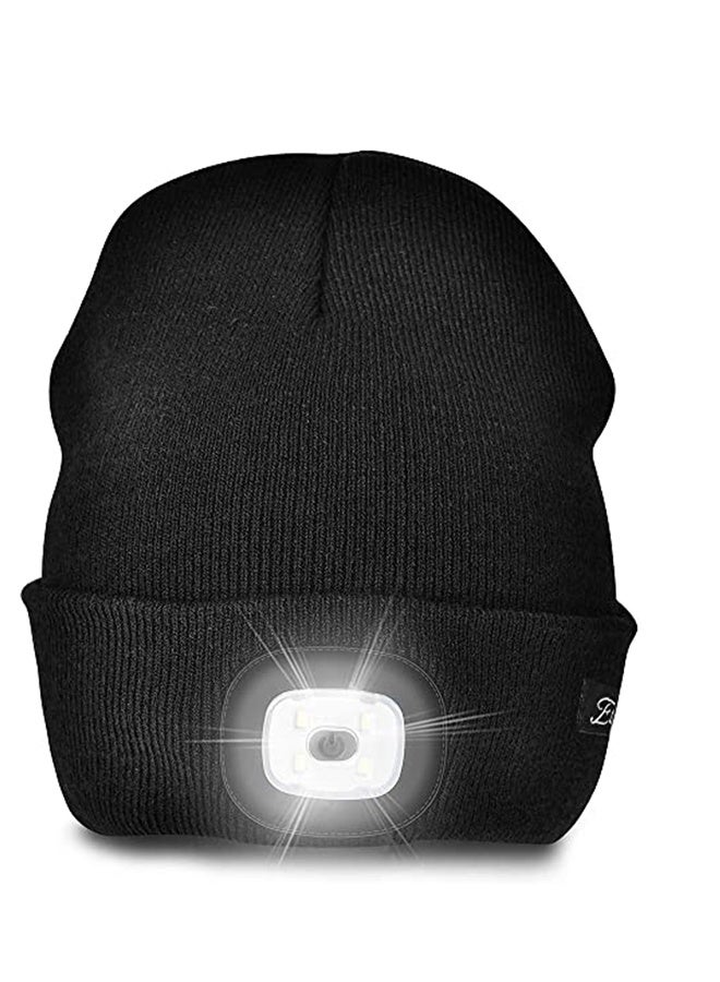 Generic Black Uni Winter Warme LED Beanie Hat with Light, Gifts for Men Dad Him and Women USB Rechargeable Winter Knit Lighted Headlight Headlamp Cap - Image 4