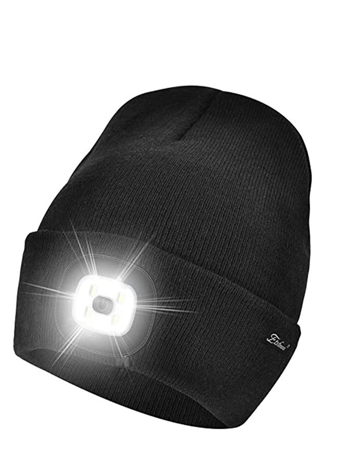 Generic Black Uni Winter Warme LED Beanie Hat with Light, Gifts for Men Dad Him and Women USB Rechargeable Winter Knit Lighted Headlight Headlamp Cap - Image 1