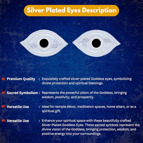 Vail Creations 2 Pcs Small Silver Eyes for God Goddess MATA Hanuman Ji - Image 2