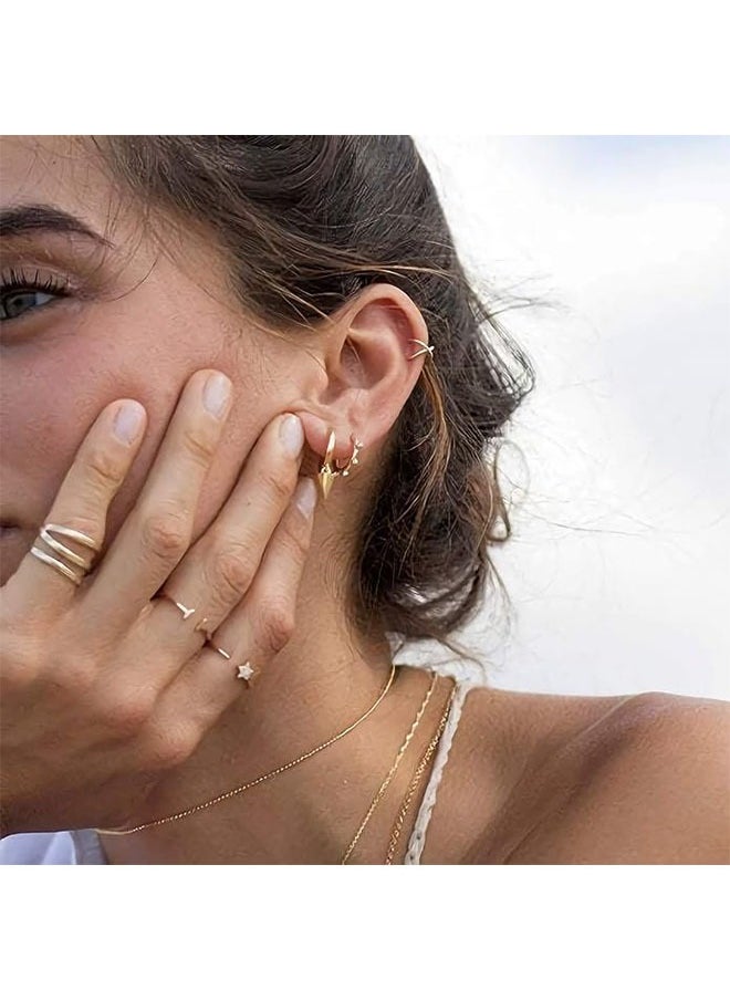 Mevecco - Women Gold Huggie Hoop Earrings Dangle Drop 14K Gold Filled Small Boho Beach Simple Delicate Handmade Hypoallergenic Jewelry Gift - Image 1