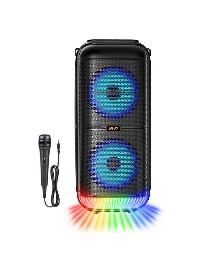 Denx Super Outdoor Bluetooth Speaker 6 Inch Double Horn Subwoofer Portable Wireless Column Bass  - Image 1