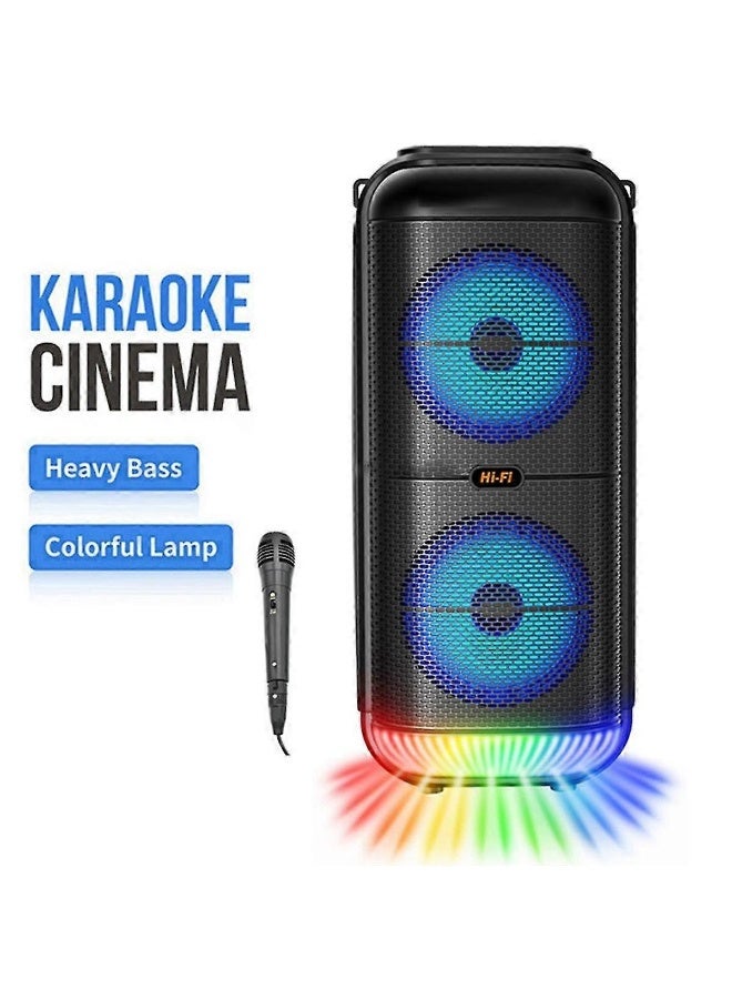 Denx Super Outdoor Bluetooth Speaker 6 Inch Double Horn Subwoofer Portable Wireless Column Bass  - Image 4