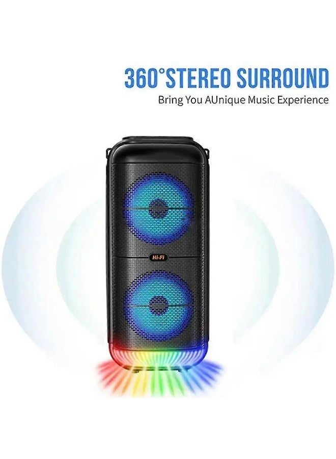 Denx Super Outdoor Bluetooth Speaker 6 Inch Double Horn Subwoofer Portable Wireless Column Bass  - Image 3