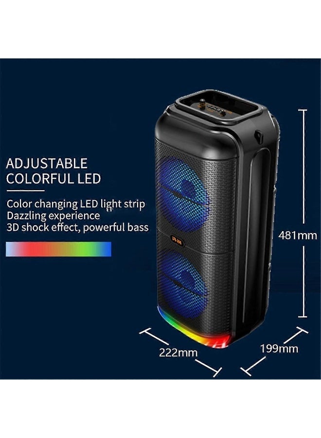 Denx Super Outdoor Bluetooth Speaker 6 Inch Double Horn Subwoofer Portable Wireless Column Bass  - Image 2